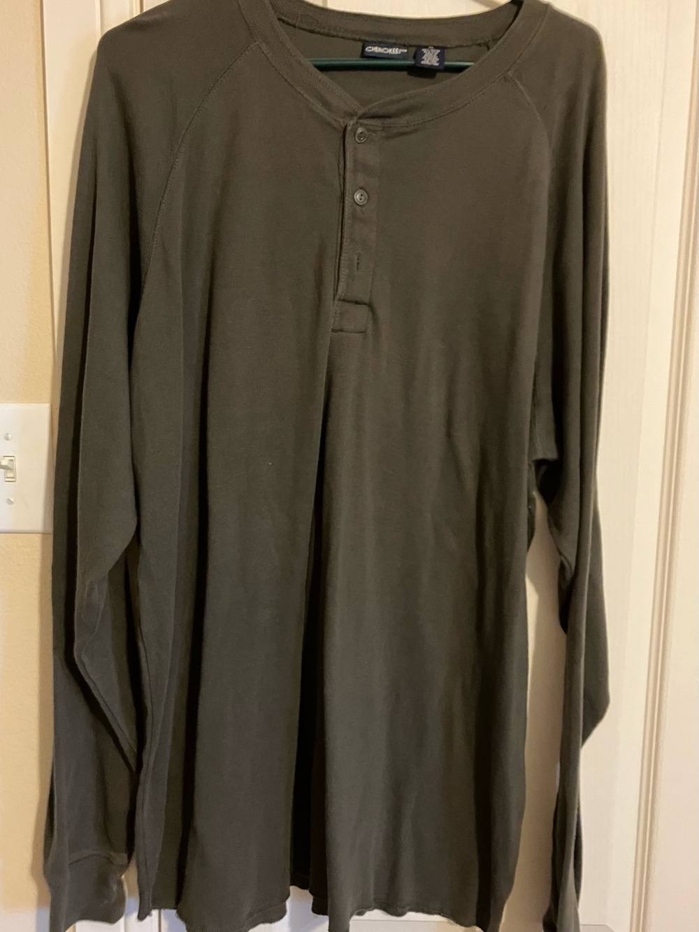 Cherokee Olive Green Long Sleeve Henley
